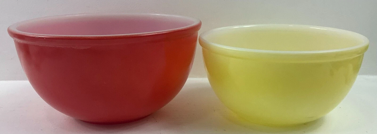 Vintage Fire King Glass Nesting Mixing Batter Bowls Red & Yellow