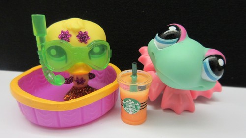 LITTLEST PET SHOP #2356 2357 GLITTER DUCK & SPOTTED FROG POOL FLIPPERS COMPLETE - Picture 3 of 12