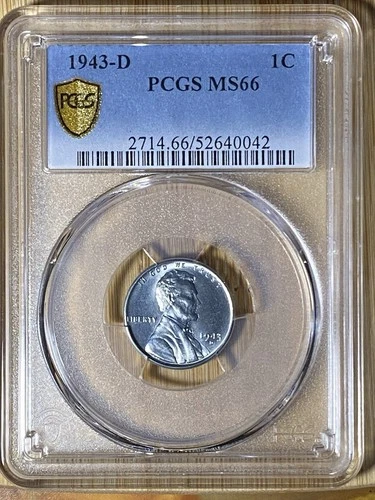 1943-D Lincoln Wheat Steel Cent 1c Penny PCGS MS66
