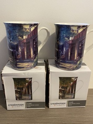 Creativetops 2 x Becher PARISIEN CAFE Fine Bone China Neu & Originalverpackt