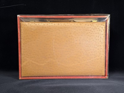 WE Games Cognac Ostrich Leatherette Backgammon Set 10 X 15  Closed