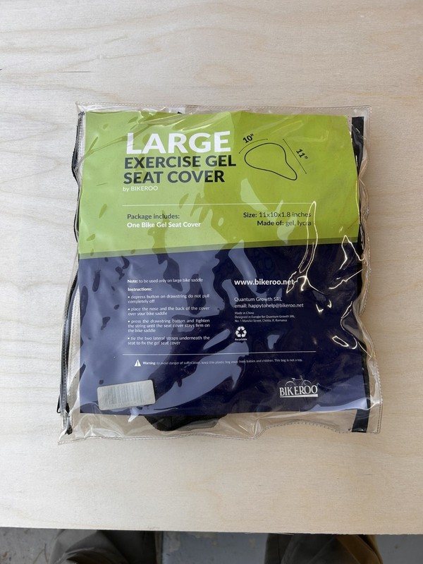 Large Exercise Gel Seat Cover 10"x11" NIP Bikeroo /Black/ Gel & Lycra