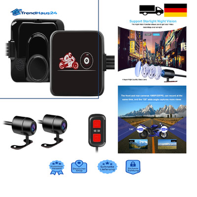 VSYSTO Motorrad Dashcam 1080P Doppellinse WiFi Wasserdicht