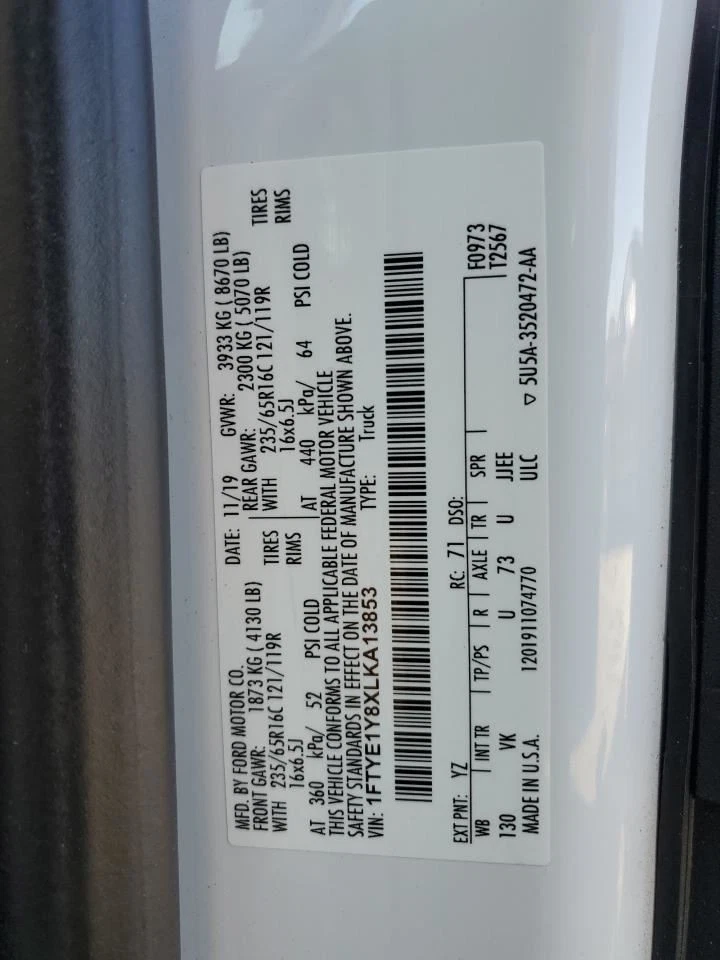 Speedometer VIN 8 8th Digit MPH ID LK4T-10849-BKH Fits 20 TRANSIT 150 2469061 - Image 4 of 4