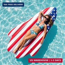 70" American Flag Pool Floats Adult, Inflatable Tanning Pool Raft, Patriotic Roc