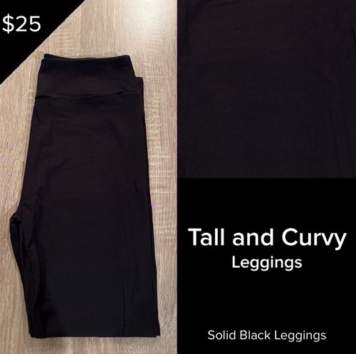 LuLaRoe BRAND NEW Leggings Solid BLACK Rare Tall And Curvy TC Sizes 12-18