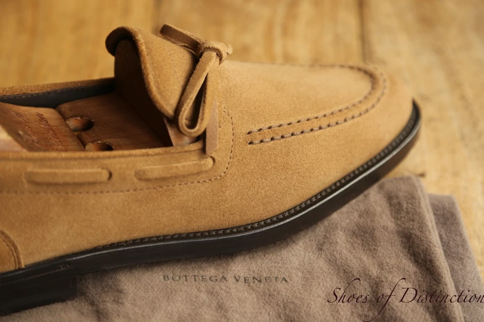 Mocassins Bottega Veneta beige en cuir daim et dentelle chaussures hommes UK ... - Photo 1/4