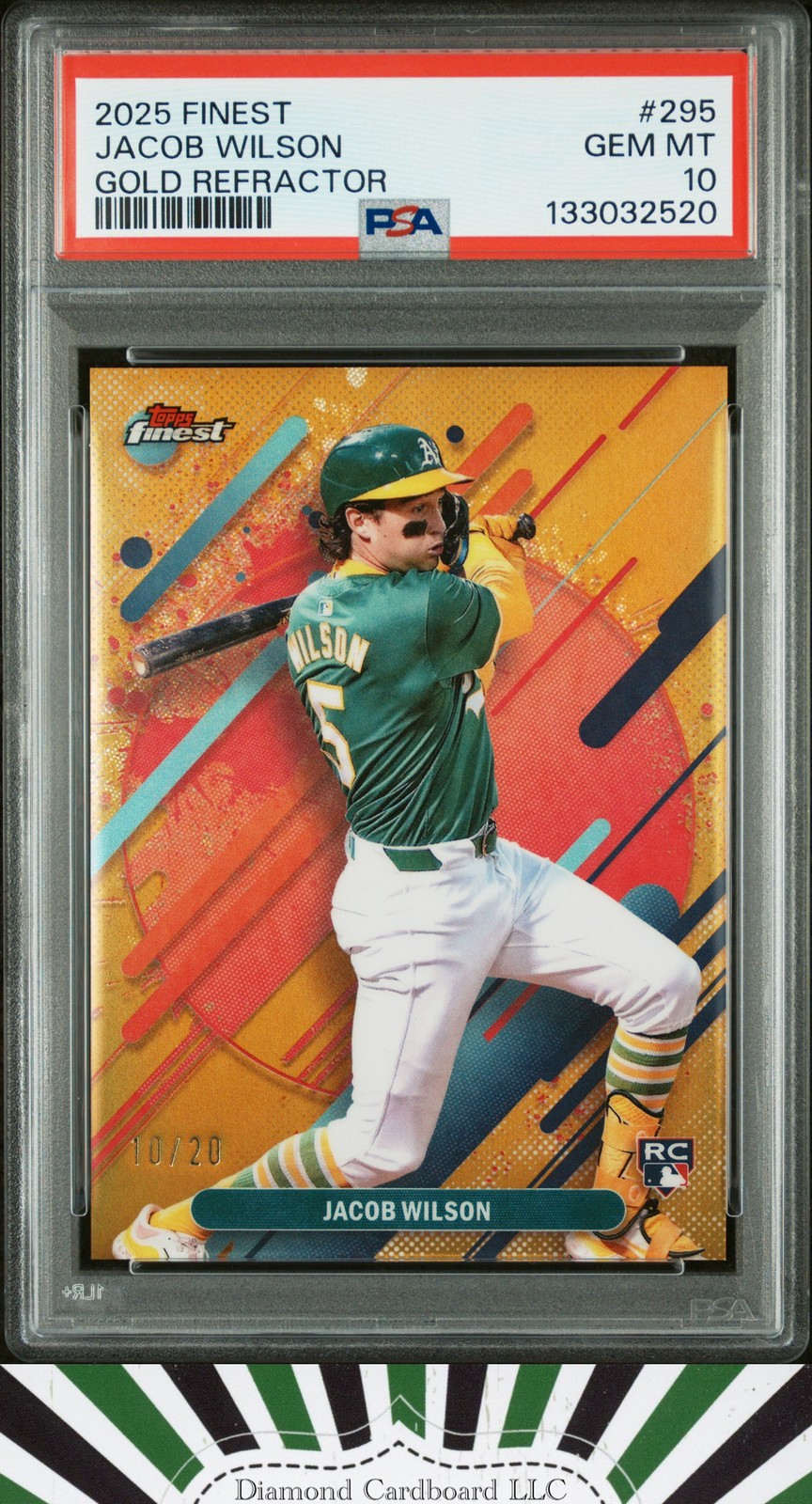 2025 Topps Finest #295 Jacob Wilson PSA 10  Gold Refractor #/20