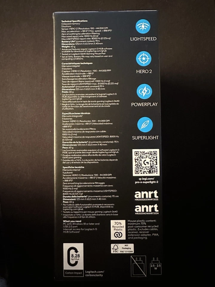 NEUF Logitech PRO X SUPERLIGHT 2 Souris Gaming sans Fil BOITE NON OUVERTE - Photo 4/4