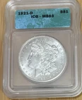 1921-D Morgan Silver Dollar ICG MS63 S$1 Denver Mint