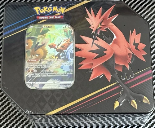 1x Pokemon Crown Zenith Galarian Zapdos Tin Promo + 5 Booster Packs! NM Sealed!