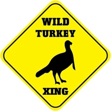 Fastasticdeals Wild Turkey Crossing Funny Metal Aluminum Novelty Sign 