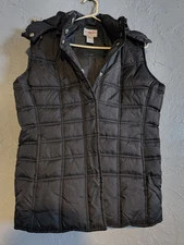 Roper Vest Women L Black Down Puffer Hooded Full Zip Cowgirl Westernwear Jacket