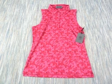 G Fore Womens Sleeveless Golf Polo Small Pink Camo Skull Performance Top BNWT