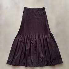 Issey Miyake Pleated Skirt S Brown Japanese Polyester Pre-Owned