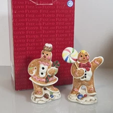 Fitz & Floyd Christmas Candy Lane Gingerbread Salt & Pepper Shakers