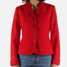 MOSCHINO Cheap and Chic Women's Vintage Red Plaid Wool Blazer Jacket size 6