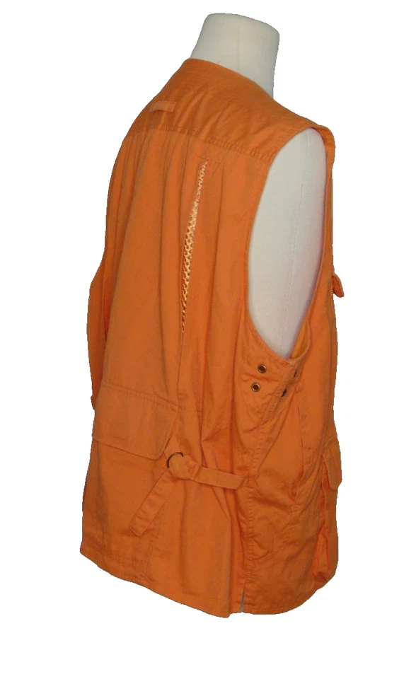 Orvis Hunting Vest Mens XXL Orange Field Game Pouch Pockets Mesh Full Zipper - Image 4 of 4