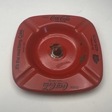 Coca Cola "It's the Real Thing" Dealer's Complimentary VTG Steel Ashtray-RUST