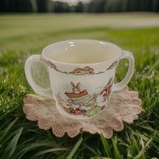 Royal Doulton BUNNYKINS Child Mug Cup Two Handled Playing With Yarns Knitting