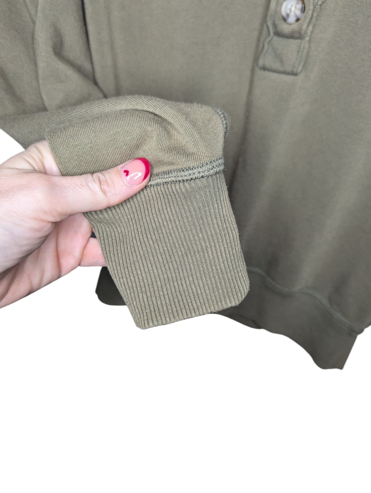 American Eagle Basic Olive Green Henley Fleece Pu… - image 7