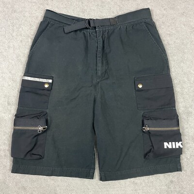 Nike Cargo Shorts Mens Medium Black Sportswear City Made Ripstop Belted  Baggy