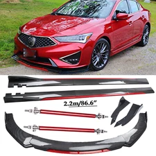 Front Bumper Lip Spoiler/ Body Kit+Side Skirt Carbon Fiber For Acura TLX S