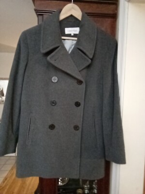 Calvin Klein Womens Coat Size 12p Wool Blend Double Breasted