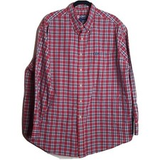 Chaps Mens Size XXL Red Plaid Pocket Button Front Long Sleeve Shirt
