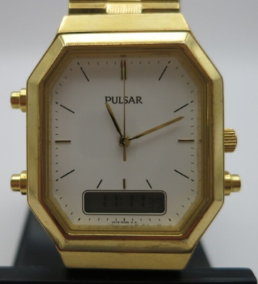 ゴールドブレード PLUS PJ-2PLUS Pulsar Gold-Tone Analog + Digital Watch - V072-5094 / V072-5080