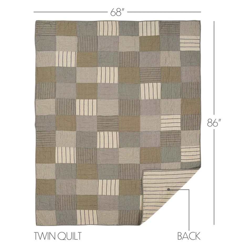 Sawyer Mill Charcoal Twin Quilt Country Patchwork Farmhouse 68Wx86L - Image 2 of 4