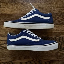 VANS OLD SKOOL Men SZ 8 UNISEX Women SZ 9.5 IN  BLUE  true WHITE Comfycush