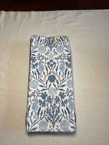 SIGRID OLSEN HOME KITCHEN TOWELS (3) WHITE BLUE SEAHORSES SHELLS 100% COTTON NWT - Picture 4 of 4