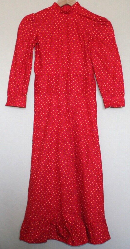 Vintage Prairie Dress 70s 80s Red Calico Long Pri… - image 2