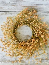 Peach Wildflower Small Wreath Floral Ring Country Rustic Farmhouse Decor New