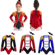 Girls Circus Ringmaster Cosplay Costume Long Sleeves Tassel Leotard Bodysuit