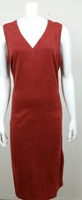Talbots Womens Dress Size 12 Brick Red Sleeveless V-Neck Tie Waist Slits Casual