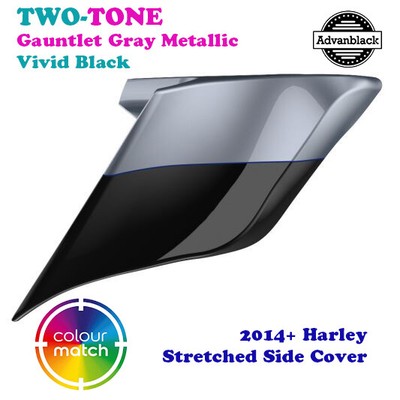 Gauntlet Gray & Vivid Black 2-Tone Extend Side Covers Fit 14+ Harley Road
