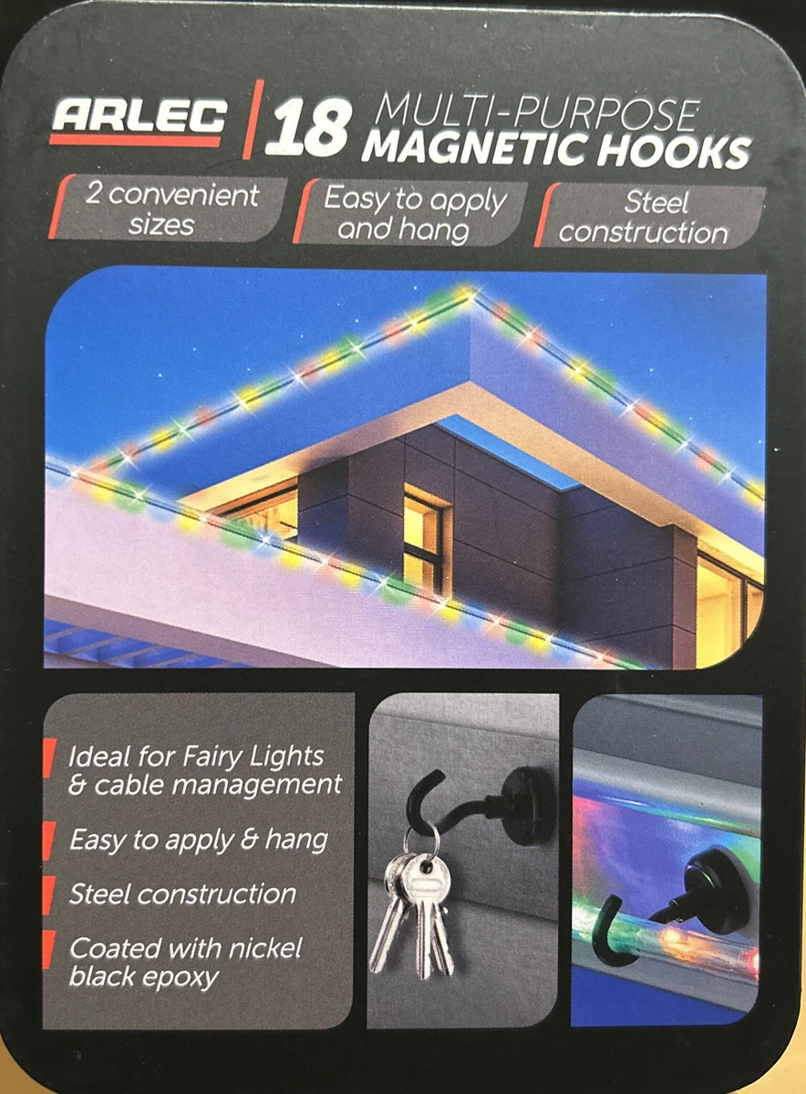 Arlec 6 large X 12 Small Magnetic Gutter Hooks Ideal for rope