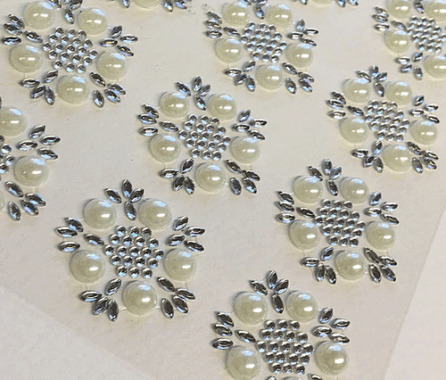 12 PEARL & DIAMANTE Embellishments Self Adhesive Flowers Crystal Gem Approx 25mm - Picture 2 of 3