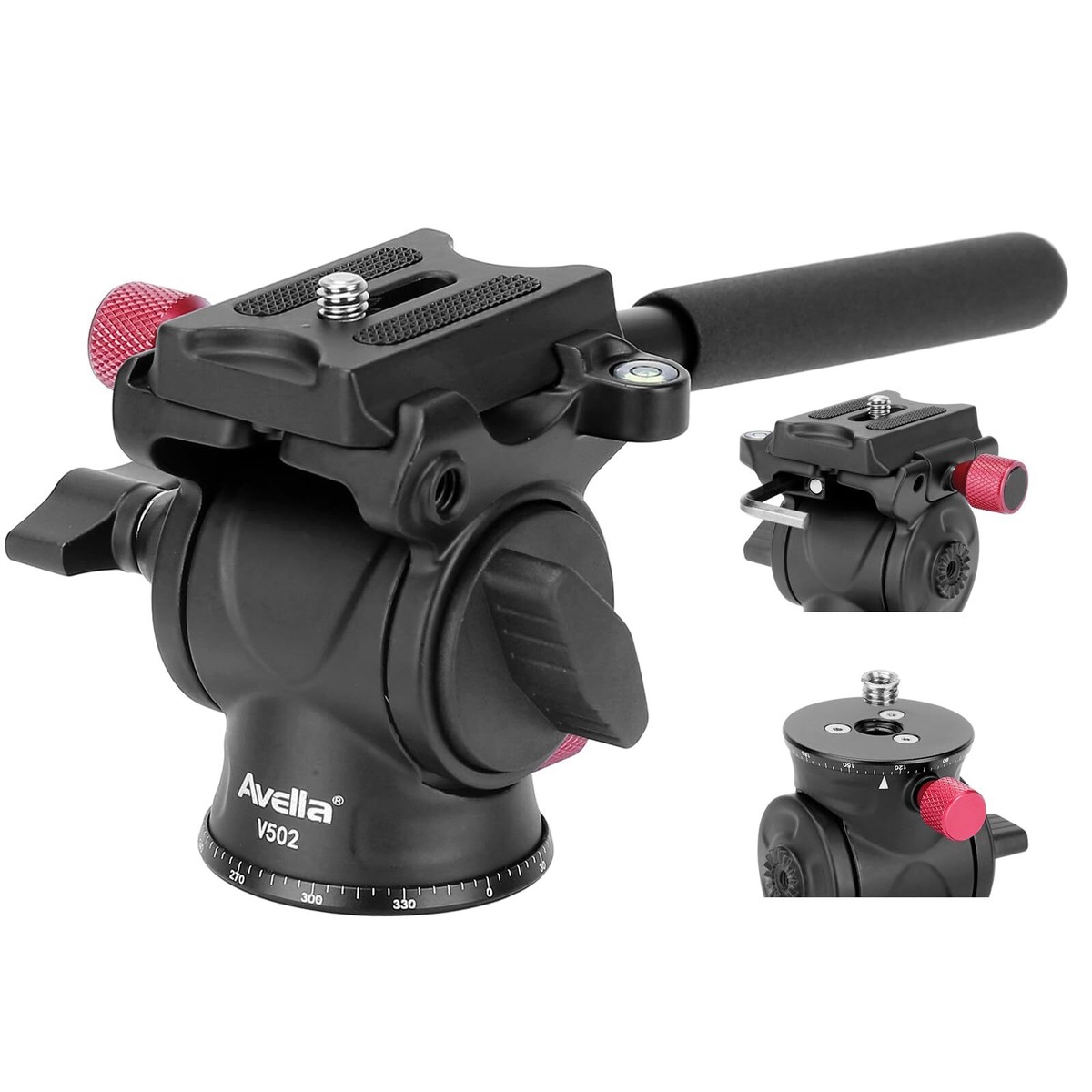 Tripod Fluid Head Pan Tilt Head With Arca Type Quick Release Plate