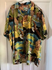 Paradise Found Hawaiian Shirt  RARE Hunting Animals Size XL Rayon Made USA