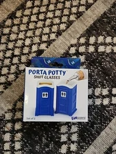 PORTA POTTY SHOT GLASSES BY FUNWARES (SET OF 2) ~ NIB White Elephant Gift