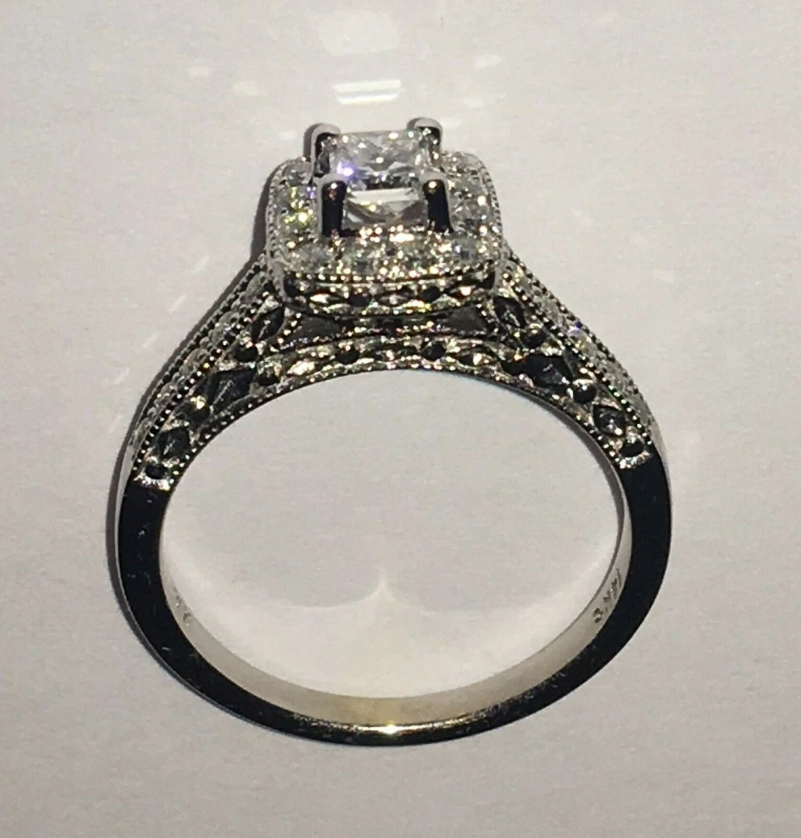 kay jewelers 14k white gold princess cut halo engagement ring eBay