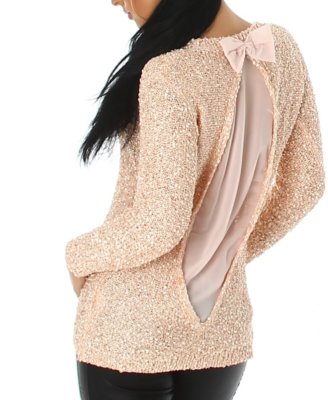 SEXY Damen Strick Pulli Glitzer Pailletten Pullover Chiffon Top 34