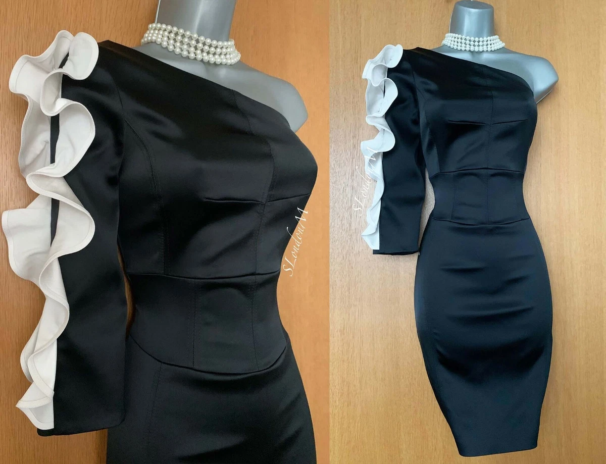 Robe Noire Karen Millen Sans Bretelles - Taille 8 - Coton - Neuf Avec étiquettes