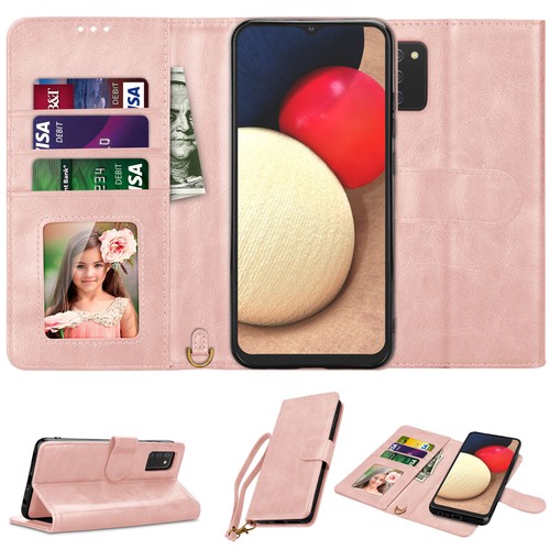 Funda billetera de cuero con soporte para tarjetas abatible con soporte para teléfono para teléfono para Samsung Galaxy A02S - Imagen 13 de 41