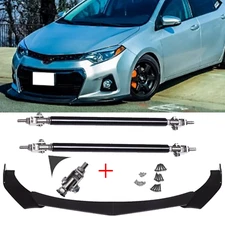 For Toyota Corolla Front Bumper Lip Spoiler /Splitter Strut Rods Glossy