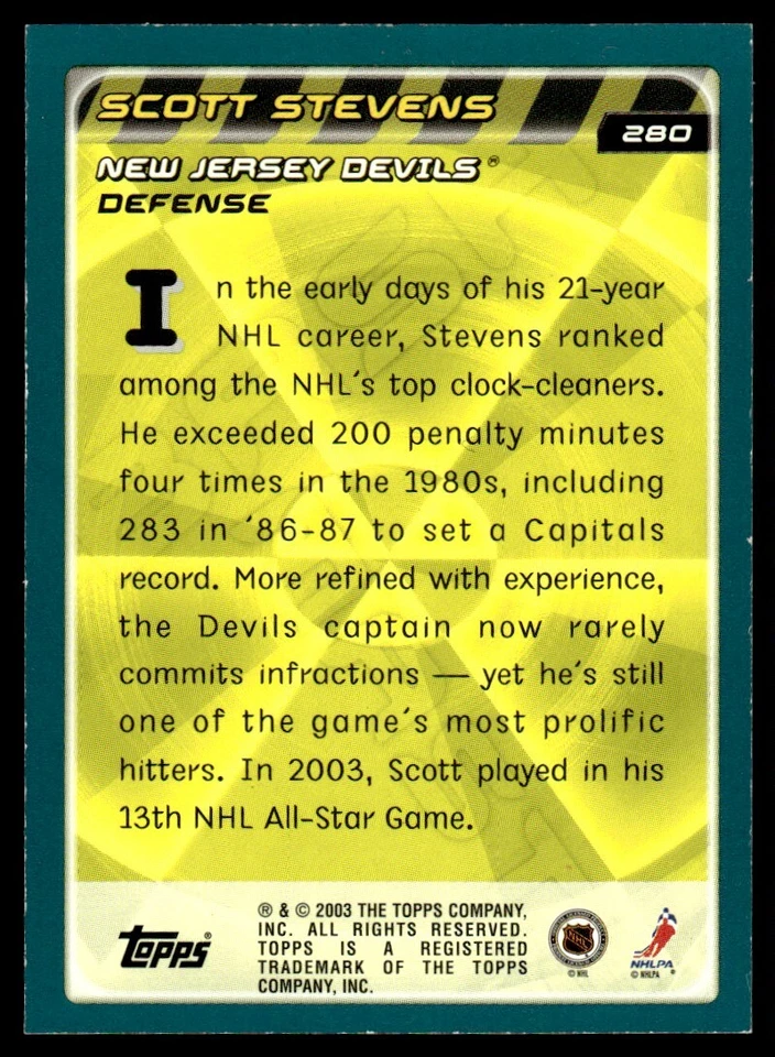 2003-04 Topps Blue Scott Stevens 02/500 New Jersey Devils #280 - Image 2 of 2