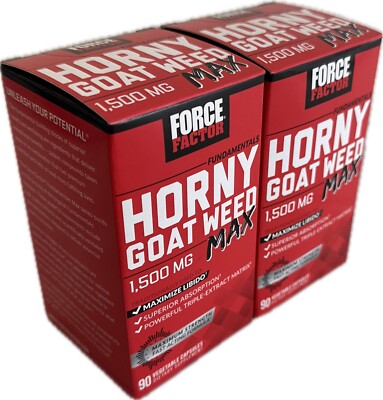 2Pk Force Factor Fundamentals Horny Goat Weed Max 1500 mg 90 Cap Exp:10/25